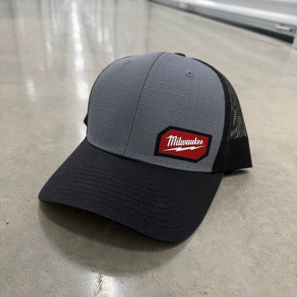 Milwaukee Tool GridIron Trucker Hat Gray Black Mesh Snapback Cap OSFM